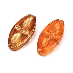 Baking Paint and Golden Metal Enlaced Glass Beads&nbsp;DGLA-T004-11M
