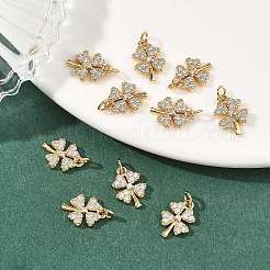 SHEGRACE Brass Micro Pave Clear Cubic Zirconia Charms&nbsp;XGRQ2O113-415G