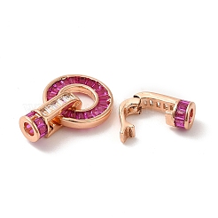 Rack Plating Brass Pave Cubic Zirconia Fold Over Clasps&nbsp;KK-Q772-29RG-01