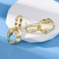 Nuggets Brass Dangle Stud Earrings&nbsp;EJEW-R025-13G