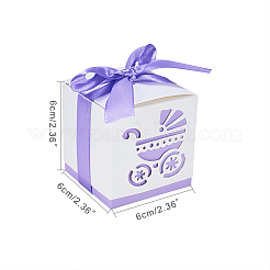 Hollow Stroller BB Car Carriage Candy Box wedding party gifts with Ribbons&nbsp;CON-BC0004-97B