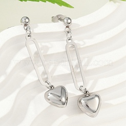 304 Stainless Steel Heart Dangle Stud Earrings&nbsp;EJEW-V004-01P