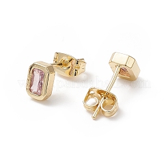 Cubic Zirconia Rectangle Stud Earrings&nbsp;EJEW-B014-23G