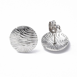 Non-Tarnish 304 Stainless Steel Textured Flat Round Stud Earrings for Women&nbsp;LS-EJEW-F300-02P