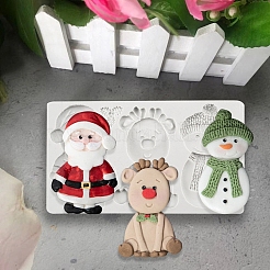 DIY Christmas Snowman & Santa Claus & Deer Fondant Food Grade Statue Silicone Molds&nbsp;XMAS-PW0001-024