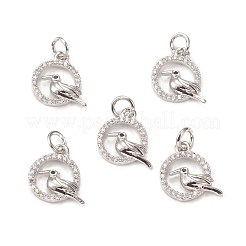 Brass Micro Pave Cubic Zirconia Bird Charms&nbsp;KK-E068-VB315