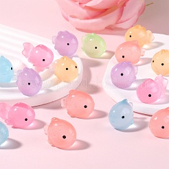 60Pcs 6 Colors Luminous Resin Fish Ornaments&nbsp;AJEW-SZ0002-62