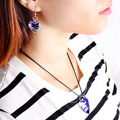 Glass Heart Pendant Necklaces & Dangle Earrings&nbsp;FS-WG555DD-01