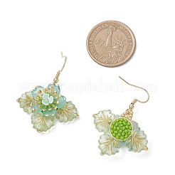 Flower Brass Glass Seed Beads Dangle Earrings&nbsp;EJEW-MZ00650
