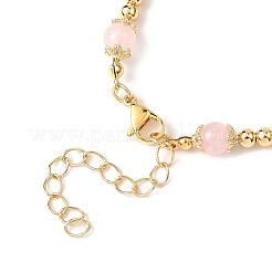 Natural Rose Quartz Round Beaded Bracelets for Women&nbsp;BJEW-JB12875-01