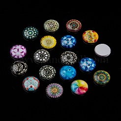 Mosaic Printed Glass Half Round/Dome Cabochons&nbsp;GGLA-N004-16mm-G