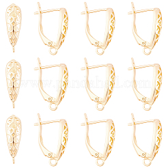 12Pcs Brass Hoop Earring Findings with Latch Back Closure&nbsp;KK-BBC0028-78G