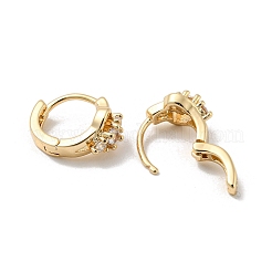 Brass with Clear Cubic Zirconia Hoop Earrings&nbsp;EJEW-B035-42KCG