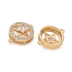 Brass Micro Pave Clear Cubic Zirconia Connector Charms&nbsp;CU-CBA3F77-09G