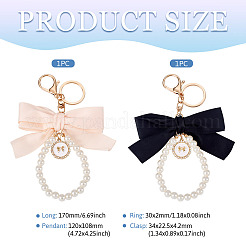 2Pcs 2 Colors Golden Alloy & Polyester & Plastic Keychain&nbsp;KEYC-TA0001-35C