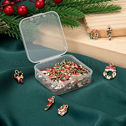 60Pcs 6 Style Light Gold Christmas Theme Alloy Enamel Pendants&nbsp;ENAM-LS0001-58