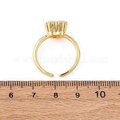 Adjustable Brass Micro Pave Cubic Zirconia Cuff Rings for Women&nbsp;RJEW-B139-01G