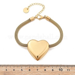 304 Stainless Steel Heart Links Bracelets&nbsp;BJEW-C089-12G