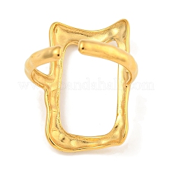 Ion Plating(IP) 304 Stainless Steel Hollow Rectangle Cuff Ring for Women&nbsp;RJEW-A043-15G