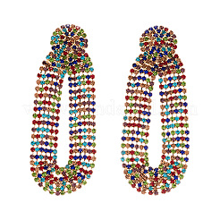 Brass Micro Pave Colorful Cubic Zirconia Dangle Stud Earrings&nbsp;FS-WG92DED-01