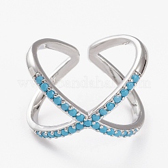 Brass Micro Pave Cubic Zirconia Cuff Rings&nbsp;RJEW-C101-13G-D