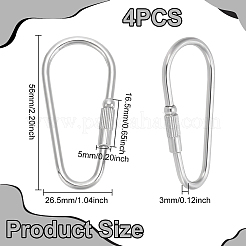 4Pcs 304 Stainless Steel Screw Carabiner Lock Charms&nbsp;STAS-UN0064-01