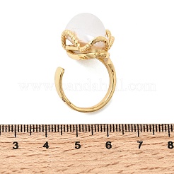 Brass ABS Imitation Pearl Cuff Open Rings for Women&nbsp;RJEW-B160-03G