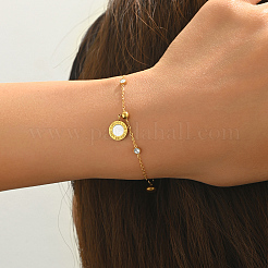 304 Stainless Steel Crystal Rhinestone Forever Love Coin Charm Bracelets for Women&nbsp;PR6734