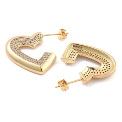 Brass Pave Cubic Zirconia Stud Earrings&nbsp;EJEW-U005-11G