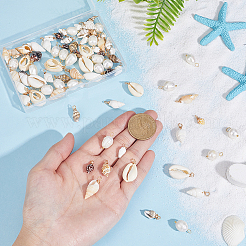20Pcs Natural Cultured Freshwater Pearl & 60Pcs 6 Styles Natural Mixed Shell Findings Kits&nbsp;PALLOY-PH01891