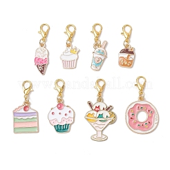 8Pcs Dessert Alloy Enamel Pendant Decorations&nbsp;HJEW-JM03193