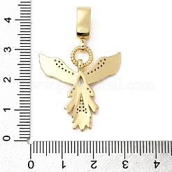 Brass Micro Pave Clear Cubic Zirconia Angel Wing Pendants&nbsp;KK-H519-16A-G