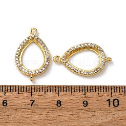 Teardrop Brass Micro Pave Clear Cubic Zirconia Connector Cabochon Settings&nbsp;KK-NH0007-01G