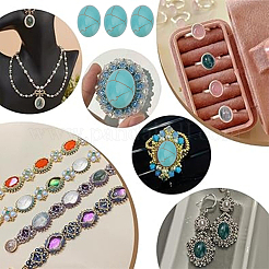 80Pcs Craft Findings Dyed Synthetic Turquoise Gemstone Flat Back Cabochons&nbsp;TURQ-HY0001-05