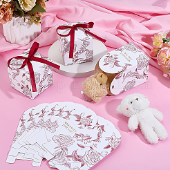 Rose Flower Printed Paper Candy Boxes with Ribbon&nbsp;CON-WH0110-281