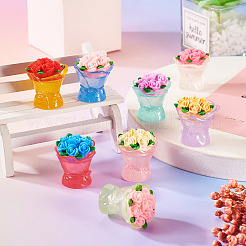 8Pcs 8 Colors Luminous Resin Rose Ornaments&nbsp;RESI-TA0002-82