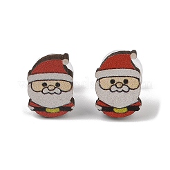Wood Stud Steel Needle Earrings&nbsp;EJEW-U016-04P-02