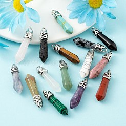 15Pcs 15 Style Natural & Synthetic Gemstone Pointed Pendants&nbsp;G-LS0001-75