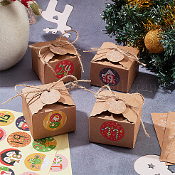 24Pcs Rectangle Foldable Creative Christmas Paper Gift Box with Cord and Round Dot Paper Christmas Stickers&nbsp;CON-WH0089-05