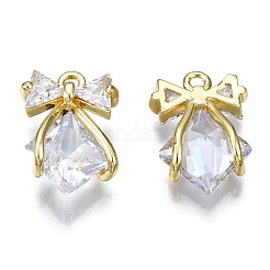 Brass Inlaid Clear Cubic Zirconia Pendants&nbsp;ZIRC-S069-010G