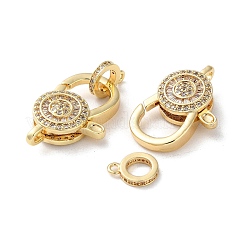Brass Pave Clear Cubic Zirconia Lobster Claw Clasps&nbsp;KK-M287-07G-A