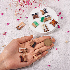 12Pcs 6 Styles Transparent Resin & Walnut Wood Pendants&nbsp;RESI-CW0001-14