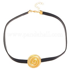Spiral Round Alloy with Imitation Leather Choker & Stud Earring & Ring Sets for Women&nbsp;FS-WG641D5-05