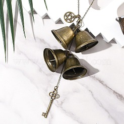 3Pcs Iron Bell & Alloy Key Charm Hanging Ornaments&nbsp;HJEW-JM03429
