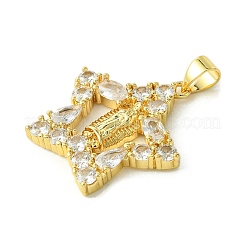 Brass Micro Pave Clear Cubic Zirconia Pendants&nbsp;KK-H472-38B-G