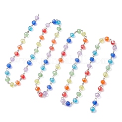Iron Glass Handmade Rondelle Link Chains&nbsp;AJEW-JB01448