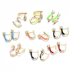Brass Micro Pave Clear Cubic Zirconia Huggie Hoop Earrings&nbsp;EJEW-T014-31G-NF