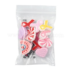 12Pcs 12 Styles Ribbon Heart Theme Silicone Beads&nbsp;SIL-FS0001-44