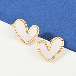 Natural Shell Heart Stud Earrings&nbsp;EJEW-K251-09G