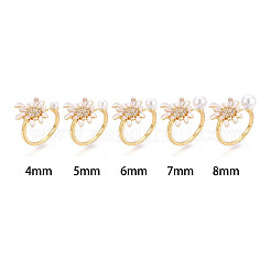 Flower Brass Micro Pave Clear Cubic Zirconia & Enamel Cuff Rings Setting&nbsp;LS-KK-T079-47G